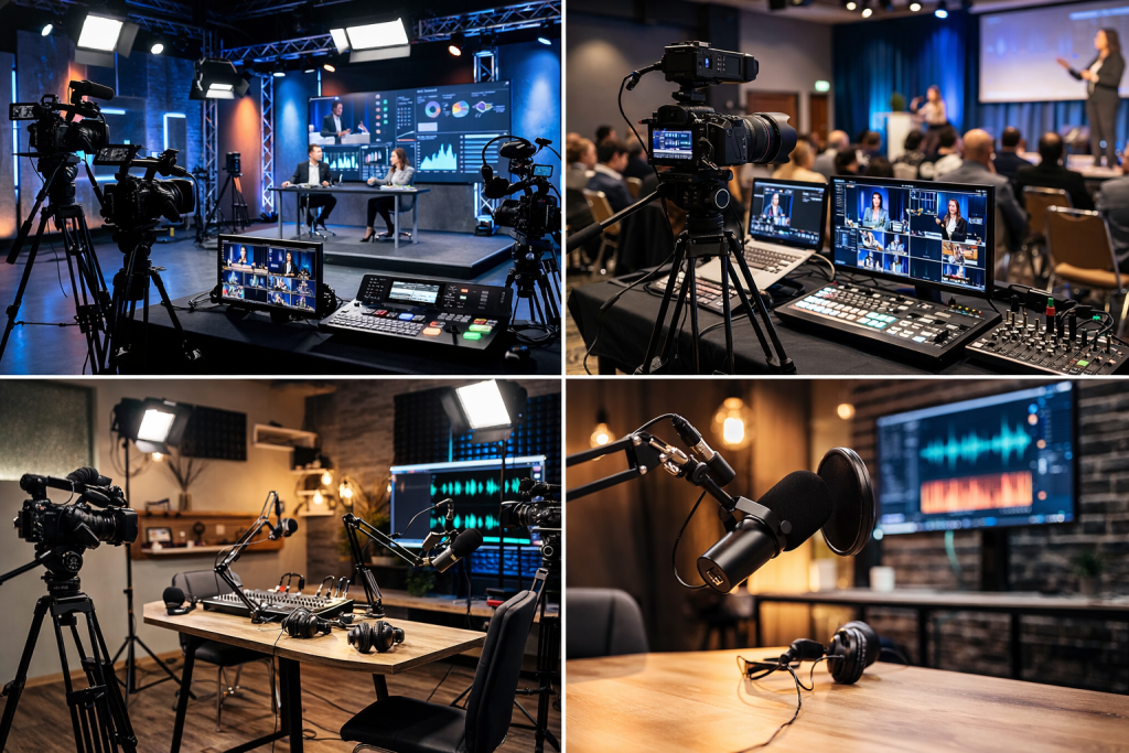 Transmissões ao Vivo, Lives e Podcasts com Excelência e Técnica